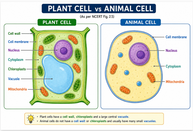 Plant cell and animal cell labelled diagram