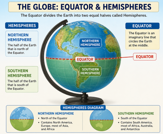 Globe showing Equator and Hemispheres