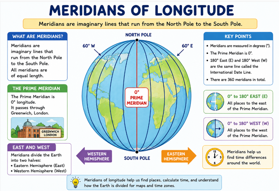 Meridians of Longitude diagram
